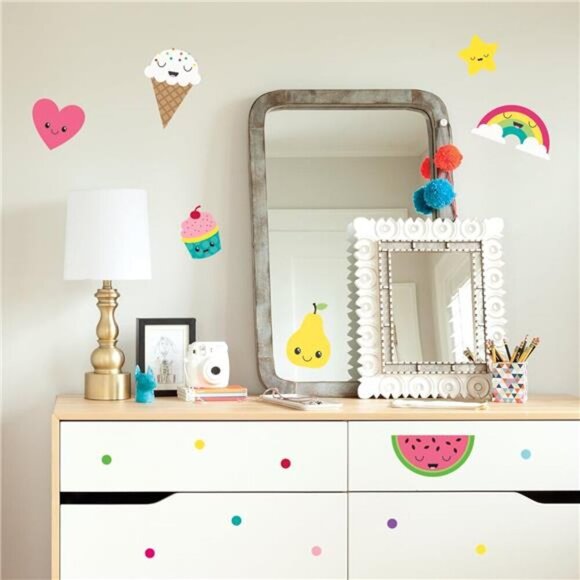 Peel-and-Stick Assorted Kawaii Cute Cartoon Food Vinyl Wall Decal Set, 147 ct. - Picture 2 of 7